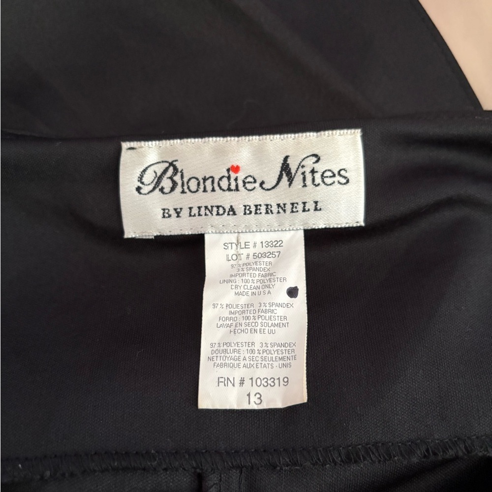 Blondie Nites Black Ruched Cocktail Dress with Nude Peekaboo Hem | Size 13 - Picture 10 of 10